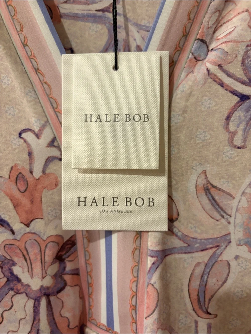 Hale Bob Pastel Floral V-Neck Tunic Dress in Pink & Lavender